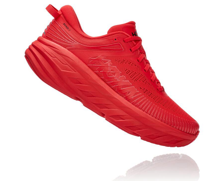 Hoka One One Running Shoes Mens Red - Bondi 7 - 95102OUCB